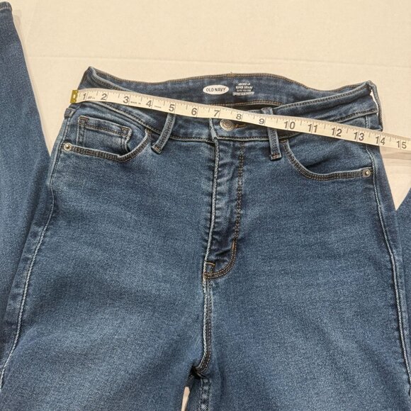 Old Navy Rockstar Super Skinny Jeans Women’s 10 Extra High Rise Blue Denim - Picture 4 of 6